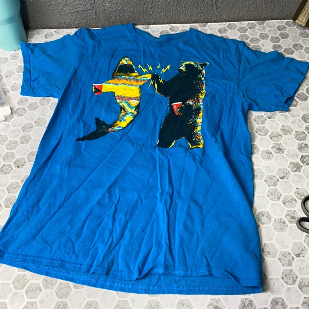 Small Shark Bear Short Sleeve Graphic T Shirt